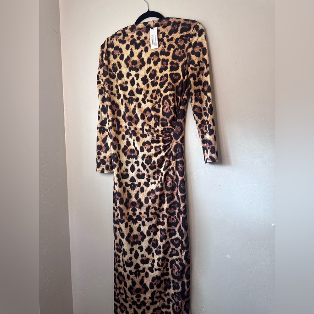 Leopard Print Long Sleeve Maxi Dress – Brown (NWT